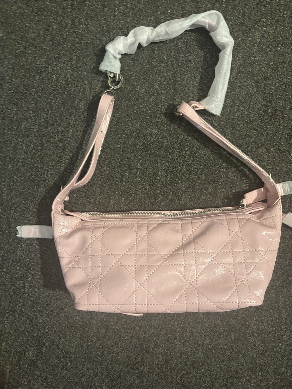 Fashion Quilted Patent Wax Leather Shoulder Bag Crossbody